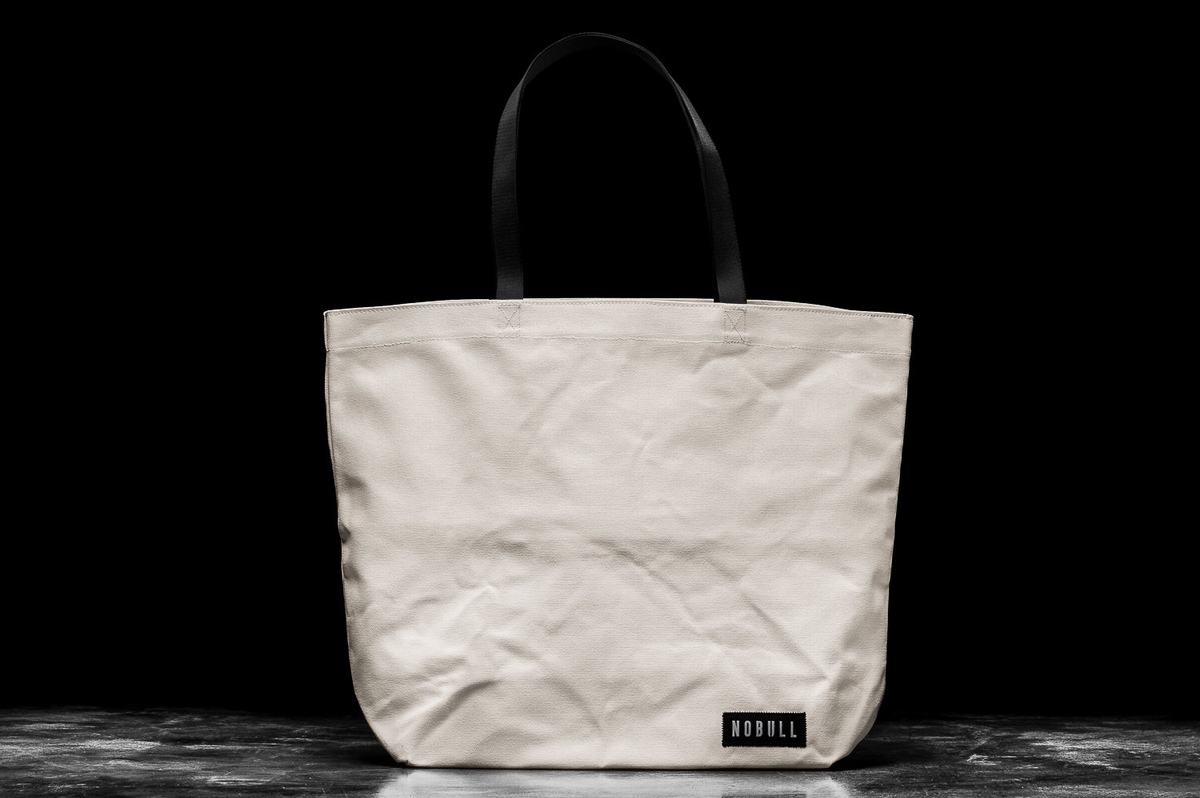 Nobull Waxed Canvas Open Top Tote Men\'s Bags White | Australia (PO3297)